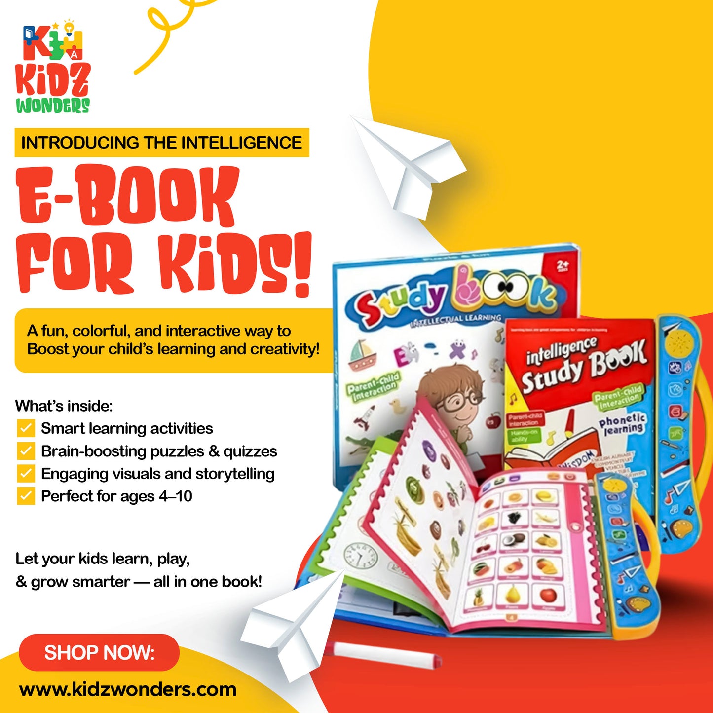 Intelligence e book for kids interactive learning